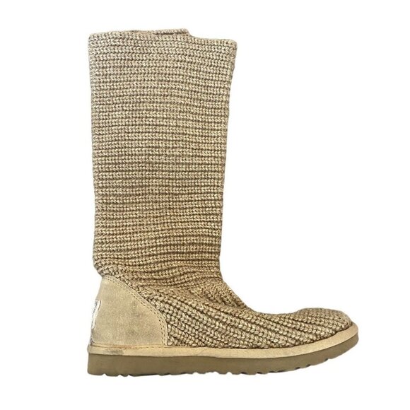 Ugg Boots Womens Size 6 Cardy Tan Brown Tall Button Winter Warm Excellent Used - Picture 3 of 8